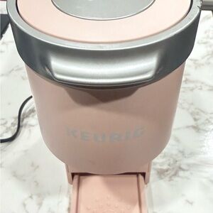 Mini Keurig Single-Serve Coffee Maker in Blush Pink with Silver Accents